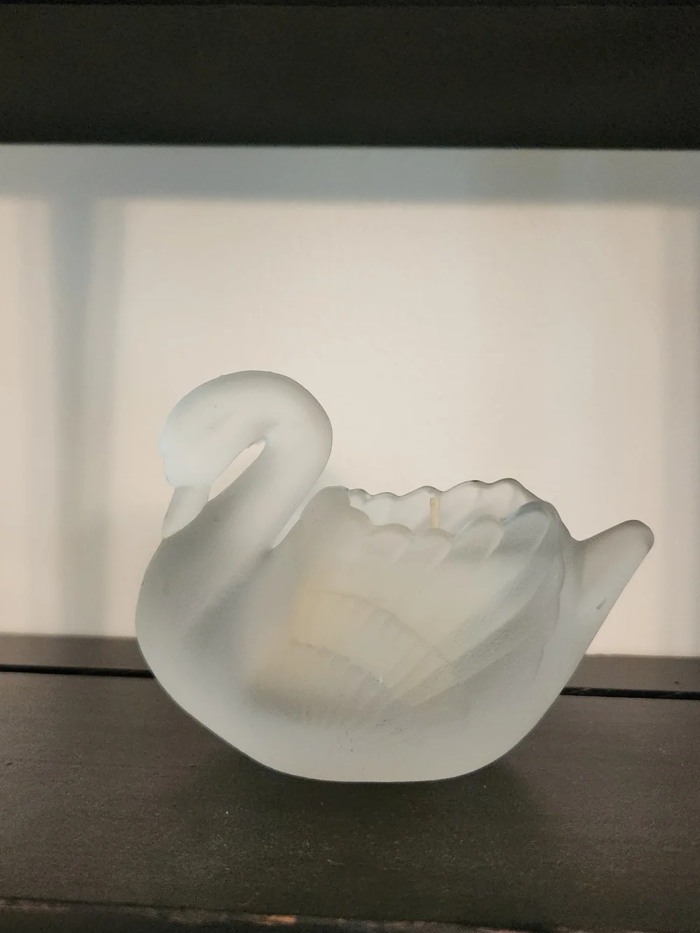 Frosted Glass Swan Candle Holder with Original Candle